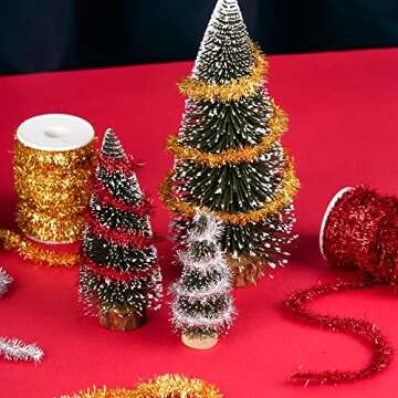 WBCBEC 66 Feet Christmas Tinsel Garland Metallic Holiday Tinsel Garland Twist Tinsel Thin Glitter Tinsel Garland Decoration for Christmas Tree,Wedding Birthday Party Decorations Supplies (Gold)