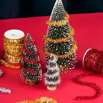 WBCBEC 66 Feet Christmas Tinsel Garland Metallic Holiday Tinsel Garland Twist Tinsel Thin Glitter Tinsel Garland Decoration for Christmas Tree,Wedding Birthday Party Decorations Supplies (Gold)