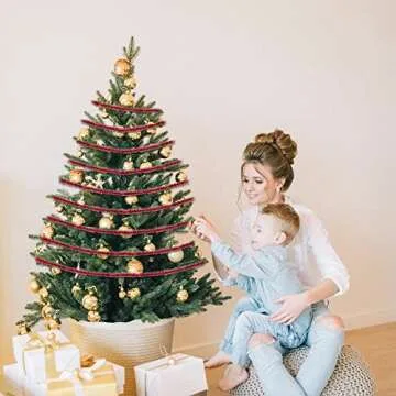 WBCBEC 66 Feet Christmas Tinsel Garland Metallic Holiday Tinsel Garland Twist Tinsel Thin Glitter Tinsel Garland Decoration for Christmas Tree,Wedding Birthday Party Decorations Supplies (Gold)