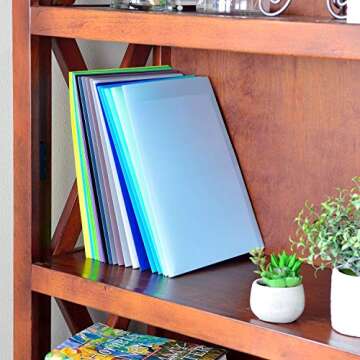 Youngever 12 Pack Heavy Duty Plastic Two Pocket Folders, Heavy Duty Plastic 2 Pocket Folder, Coastal Colors