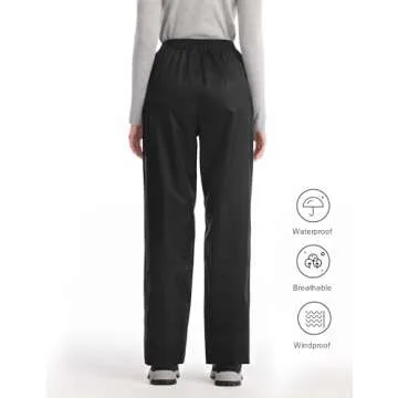 iCreek Women's Rain Pants Waterproof Hiking Pants Windproof Lightweight Over Pants Work Rain Outdoor...