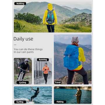 iCreek Women's Rain Pants Waterproof Hiking Pants Windproof Lightweight Over Pants Work Rain Outdoor for Golf, Fishing (Black, Small/27 Inseam)