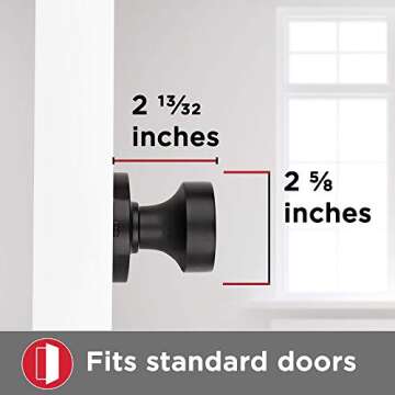 Kwikset Pismo Dummy Door Knob, Single Sided Handle for Closets, French Double Doors, and Pantry, Matte Black Non-Turning Interior Push/Pull Door Knob, with Microban Protection