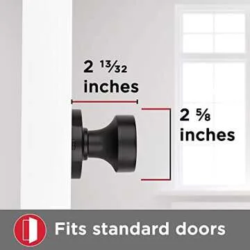 Kwikset Pismo Dummy Door Knob, Single Sided Handle for Closets, French Double Doors, and Pantry, Matte Black Non-Turning Interior Push/Pull Door Knob, with Microban Protection