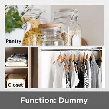 Kwikset Pismo Dummy Door Knob, Single Sided Handle for Closets, French Double Doors, and Pantry, Matte Black Non-Turning Interior Push/Pull Door Knob, with Microban Protection