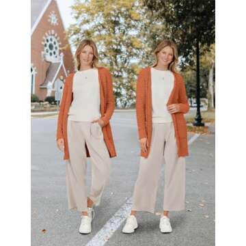 MEROKEETY Women's 2024 Winter Long Sleeve Soft Chunky Knit Sweater Open Front Cardigan Outwear Coat, Orange, L