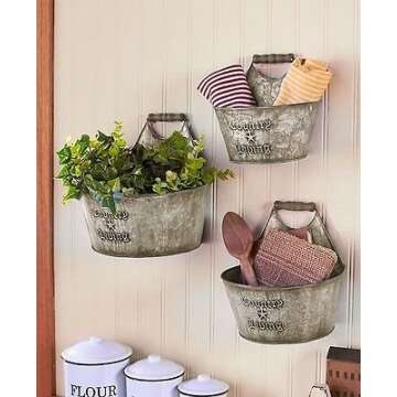 Rustic Country Living Wall Buckets for Home Decor