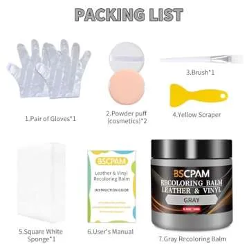 BSCPAM Gray Leather Recoloring Balm,Leather Couch Scratch/Stain Remover,Leather Repair kit for Vinyl Furniture and Car Interior,Leather Dye Paint for Scratched and Faded Leather Couches