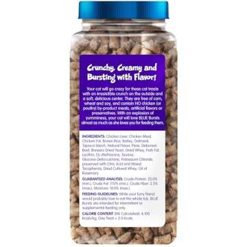 Blue Buffalo Bursts Crunchy & Creamy Cat Treats, Great for Training, Delish Liver & Beef, 12-oz. Tub