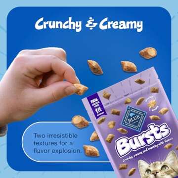 Blue Buffalo Bursts Crunchy & Creamy Cat Treats, Great for Training, Delish Liver & Beef, 12-oz. Tub
