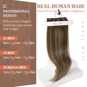 Sunny Hair Clip in Hair Extensions - Natural Look with Human Hair Quality