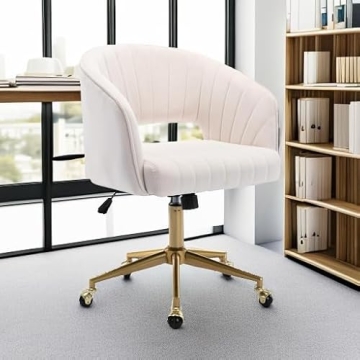 Stylish Velvet Swivel Office Chair with Gold Base