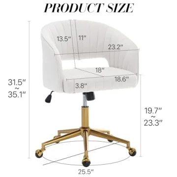 Stylish Velvet Swivel Office Chair with Gold Base