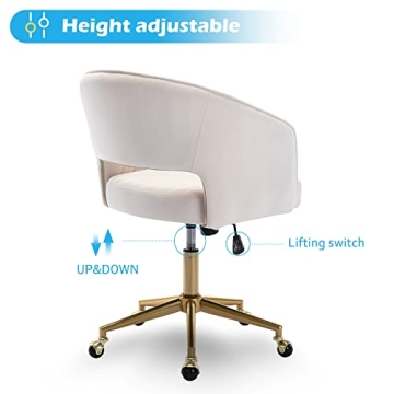 Stylish Velvet Swivel Office Chair with Gold Base