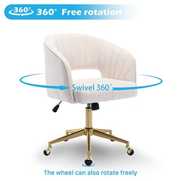 Stylish Velvet Swivel Office Chair with Gold Base