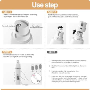 Masagotti Dogs Hair Clippers Grooming Kit with Nail Grinder, 4 in 1 Cordless Electric Trimmer Low Noise USB Pet Clippers for Dogs Cat,Grooming Paws, Eyes, Ears, Face,Matted Hair