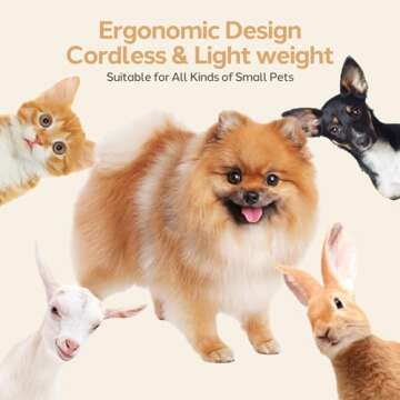 Masagotti Dogs Hair Clippers Grooming Kit with Nail Grinder, 4 in 1 Cordless Electric Trimmer Low Noise USB Pet Clippers for Dogs Cat,Grooming Paws, Eyes, Ears, Face,Matted Hair