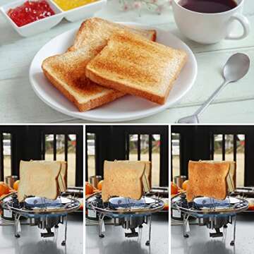 EZYoutdoor Camping Toaster for Gas Stove – 4-Slice Stainless Steel Stovetop Bread Toast Rack for O...