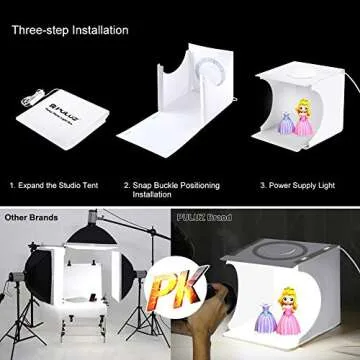 Photo Studio Light Box, 20cm Folding Photography Shooting Light Tent Kit, White Folding Lighting Softbox with 20 LED Lights + 6 Kinds Color Backgrounds for Small Items