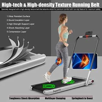 Goplus 2 in 1 Folding Treadmill, 2.25HP Under Desk Electric Superfit Treadmill, Installation-Free with APP Control, Remote Control, Bluetooth Speaker and LED Display, Jogging Walking for Home/Office
