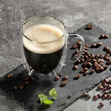 Aurzen Double Walled Glass Coffee Mugs - Large 12oz