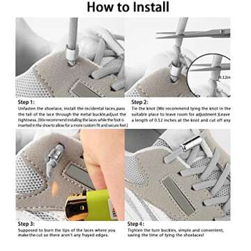 Elastic Shoe Laces for Kids and Adults Sneakers,Elastic No Tie Shoelaces White