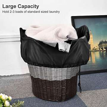 2 Pack Heavy Duty Large Laundry Bag 28 x 45 inch Extra Hamper Bag Dirty Laundry Bags Clothes Organizer Drawstring Cloth Laundry Bag Travel Laundry Bag for Camp Home College Dorm Black