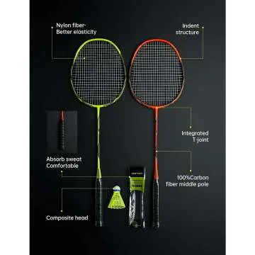 Carbon Fiber Badminton Rackets for Gym and Home