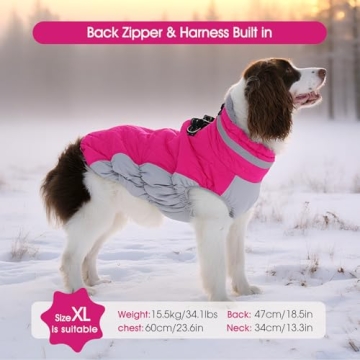 FUAMEY Dog Coat Medium Pink Faux Fur Waterproof Windproof