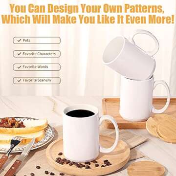 RAINBOWTIE Sublimation Mugs 15 oz Sublimation Mugs Blank with Bamboo Lid White Coffee Mugs Sublimation Coffee Mugs Mug Sets Coffee Cup with Lid Set of 12