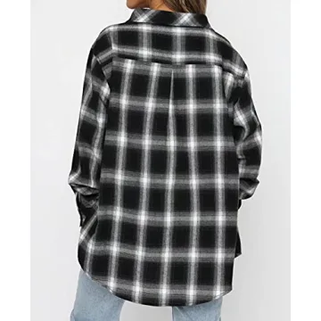 Lacozy Women's Black Buffalo Plaid Flannel Shirt - Stylish Comfort