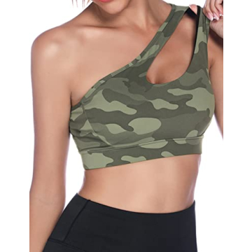 Sykooria Women's Stylish One Shoulder Sports Bra for Comfort