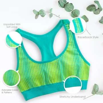 Alyce Ives Intimates Seamless Girls Sports Bra, Pack of 6- Racerback Training Bras for Girls