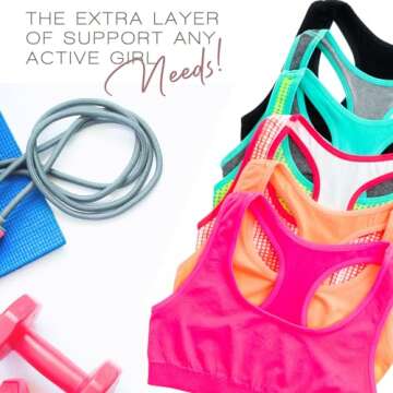 Alyce Ives Intimates Seamless Girls Sports Bra, Pack of 6- Racerback Training Bras for Girls