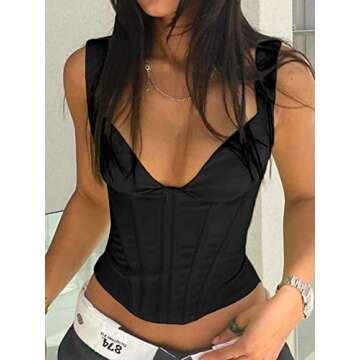 SOFIA'S CHOICE Black Corset Crop Top for Women