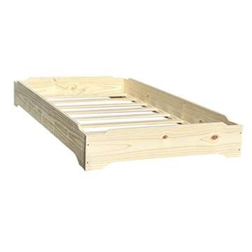 Stackable Beds - Set of Two - Twin Over Twin Wooden Bed Floorbed Frame Unfinished -Easy to Assemble Solid Pine Wooden Bed Frame