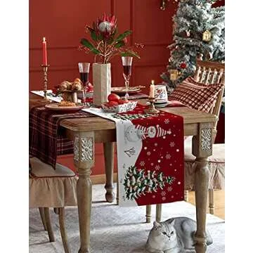 Buy Christmas Table Runner - Cotton Linen Holiday Decor