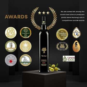 Hermus - Trilye Organic Cold Pressed Extra Virgin Olive Oil, Polyphenol Rich, Early Harvested by Hand | EVOO from Turkey | Gold Medal Awarded | Glass Bottle (16.9 fl oz, 500ml)