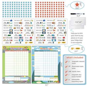 JJPRO Reward Chart for Kids Behavior,Dry Erase Chore Chart for Kid,Magnetic Routine Chart,Behavior C...