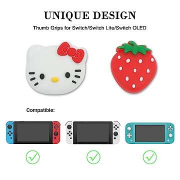 PERFECTSIGHT Switch Thumb Grips Caps, Cute Kitty Joystick Caps for Nintendo Switch/Lite/Switch OLED,...