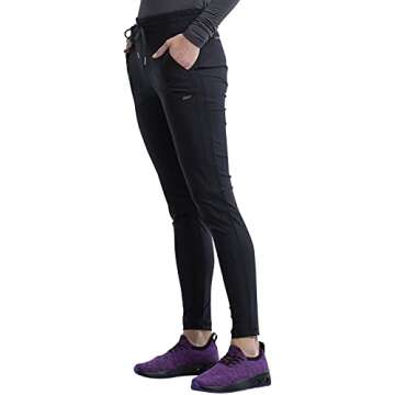 Form Scrub Pants for Women, Knit Drawstring Scrubs for Women CK095P, M Petite, Black
