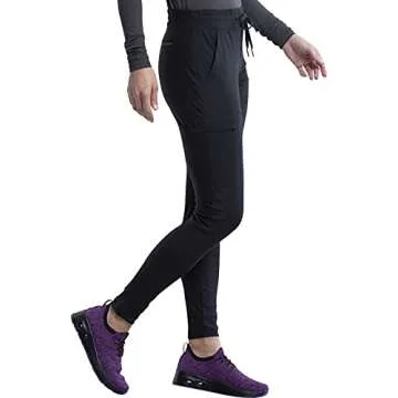 Form Scrub Pants for Women, Knit Drawstring Scrubs for Women CK095P, M Petite, Black