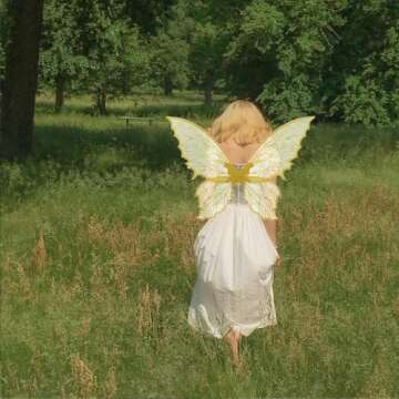 LOHZAQ Large Fairy Wings Costume for Adults Girls, 28"x21" Gold Sparkle Wings for Women Halloween Dress Up Gold