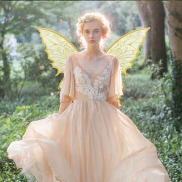 LOHZAQ Large Fairy Wings Costume for Adults Girls, 28"x21" Gold Sparkle Wings for Women Halloween Dress Up Gold