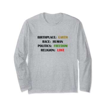 Earth Human Freedom Love Long Sleeve T-Shirt - Wear Your Values!
