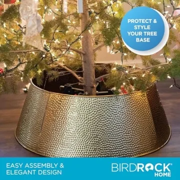 Hammered Metal Christmas Tree Collar by BIRDROCK HOME
