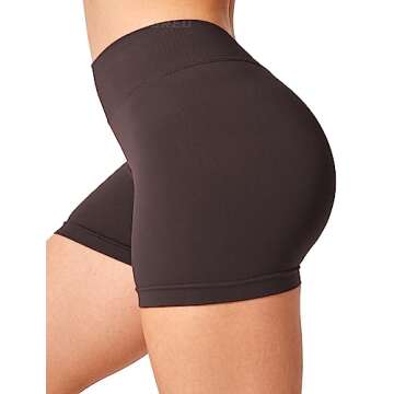 YEOREO Workout Scrunch Shorts Women V Back Gym Butt Lifting Liz High Waisted Seamless Shorts Chocolate M