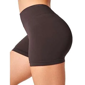 YEOREO Workout Scrunch Shorts Women V Back Gym Butt Lifting Liz High Waisted Seamless Shorts Chocolate M