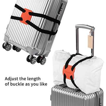 Luggage Straps ， Luggage add a Bag Strap，Travel Must Haves High Elastic Suitcase Adjustable Belt Bag Bungees with Buckles (Orange)