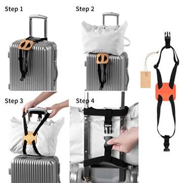 Luggage Straps ， Luggage add a Bag Strap，Travel Must Haves High Elastic Suitcase Adjustable Belt Bag Bungees with Buckles (Orange)